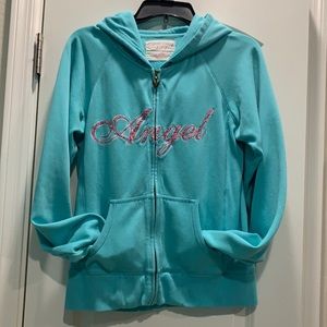 ANGEL SIZE LARGE BEAUTIFUL ZIP UP SWEAT JACKET